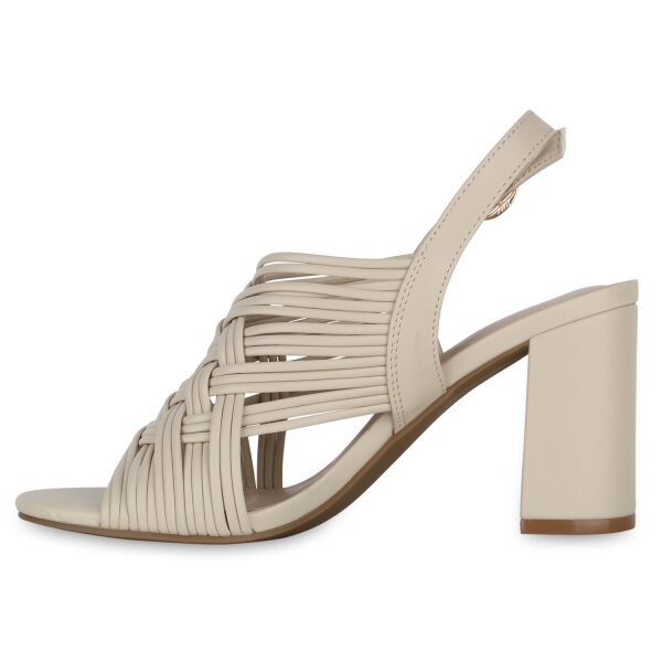 Stiefelparadies Damen Riemchensandaletten in Beige Nur für heute