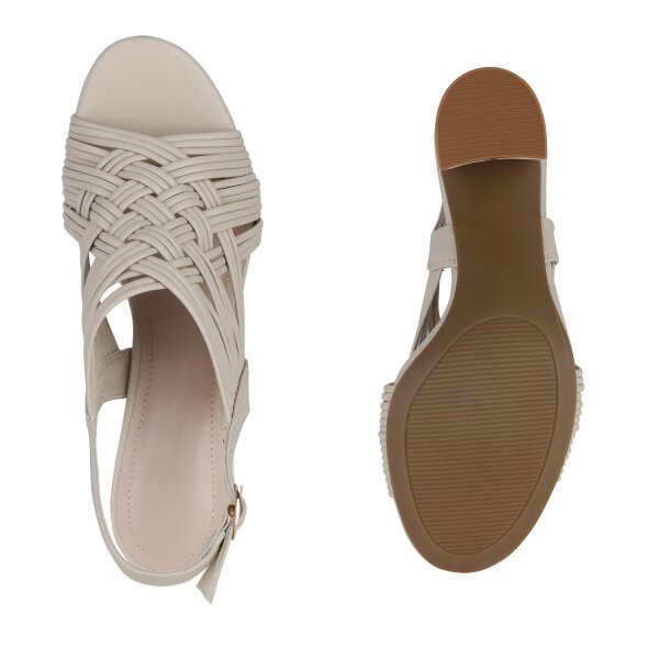 Stiefelparadies Damen Riemchensandaletten in Beige Nur für heute