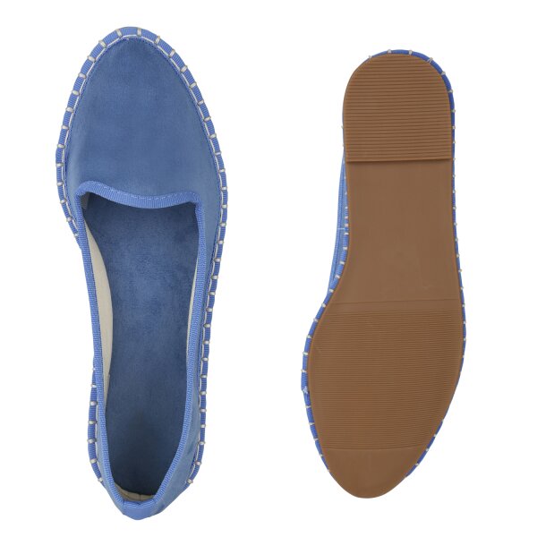 Stiefelparadies Damen Slip Ons in Blau Kostenloser Versand international