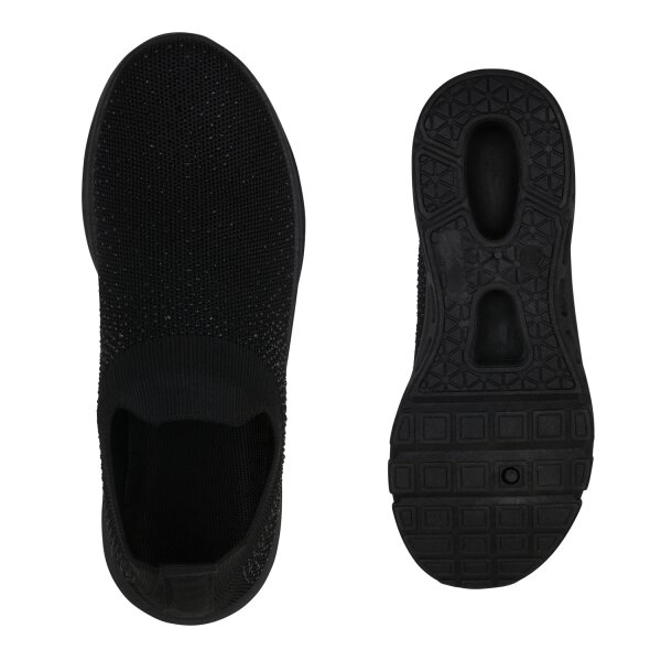 Stiefelparadies Damen Slip Ons in Schwarz Begrenzt auf 3 Tage