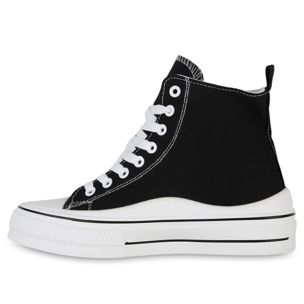 Stiefelparadies Damen Sneaker High in Schwarz Im Verkauf