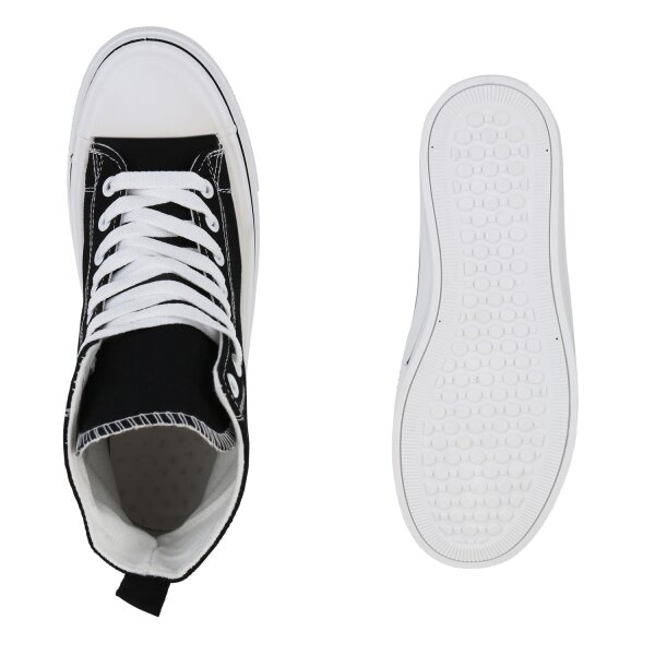 Stiefelparadies Damen Sneaker High in Schwarz Im Verkauf