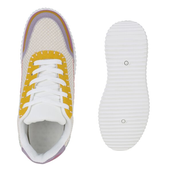 Stiefelparadies Damen Sneaker Low in Pink Mehrfarbig 50% Rabatt für begrenzte Zeit