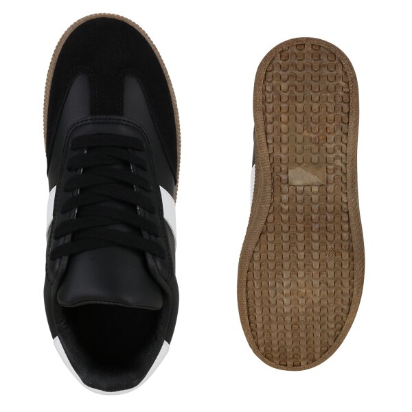 Stiefelparadies Damen Sneaker Low in Schwarz Weiss Online