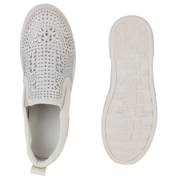 Stiefelparadies Damen Sneaker Wedges in Beige Verkauf