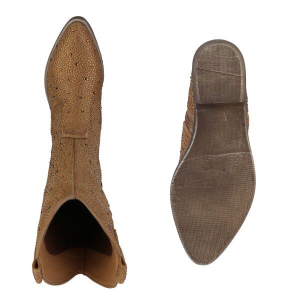 Stiefelparadies Damen Cowboystiefel in Hellbraun Fabrik Onlineshop