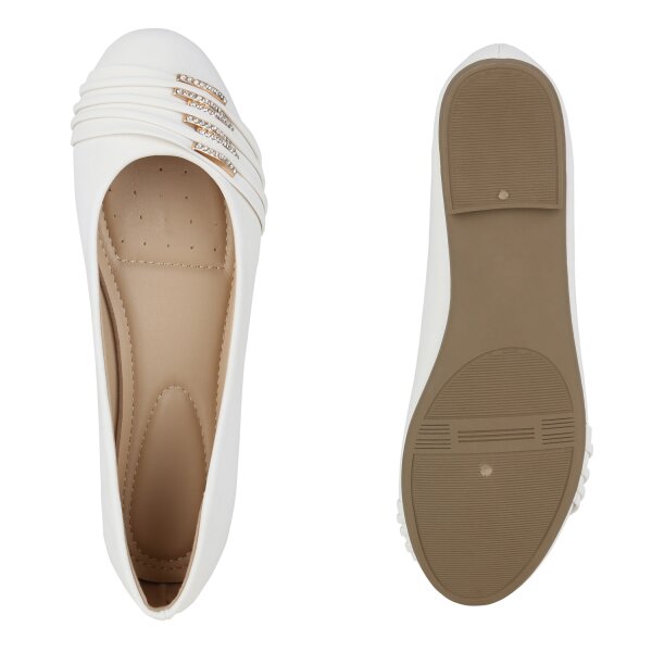 Stiefelparadies Damen Klassische Ballerinas in Weiss Sonderangebot