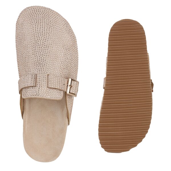 Stiefelparadies Damen Pantoffeln in Rose Gold Großer Ausverkauf