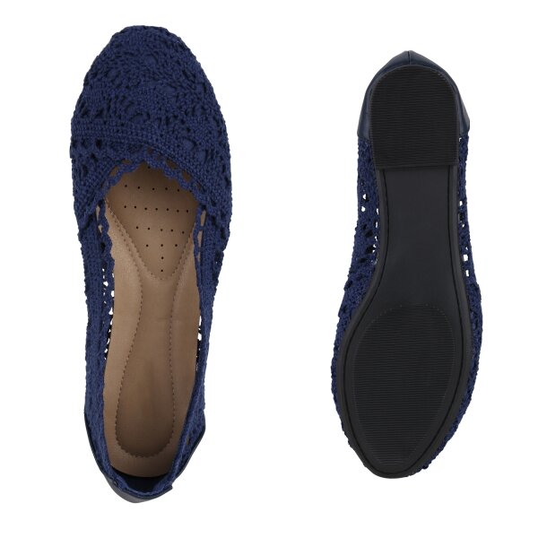 Stiefelparadies Damen Klassische Ballerinas in Dunkelblau Flash Sale
