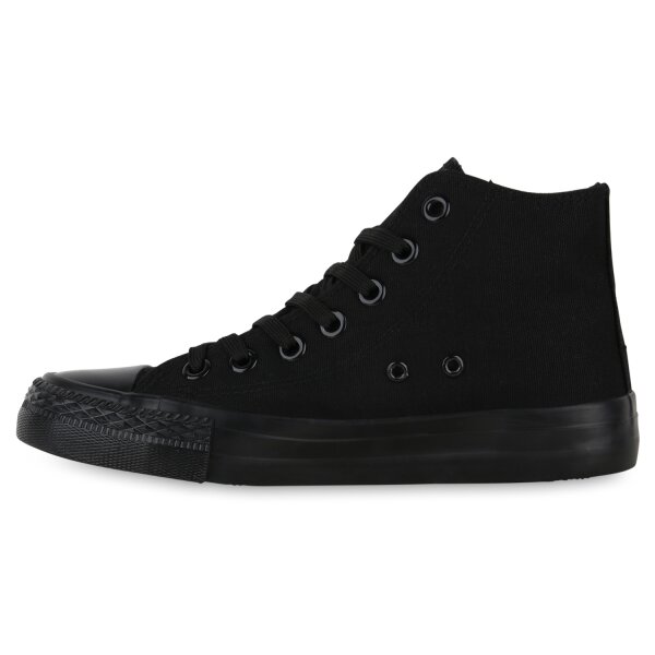 Stiefelparadies Damen Sneaker High in Schwarz