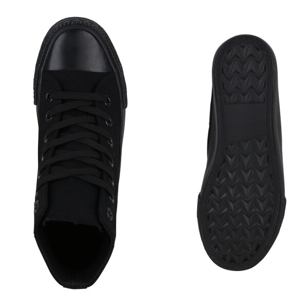 Stiefelparadies Damen Sneaker High in Schwarz Begrenztes Angebot
