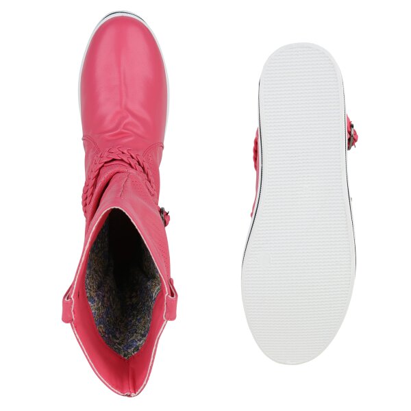 Stiefelparadies Damen Schlupfstiefel in Pink Black Friday