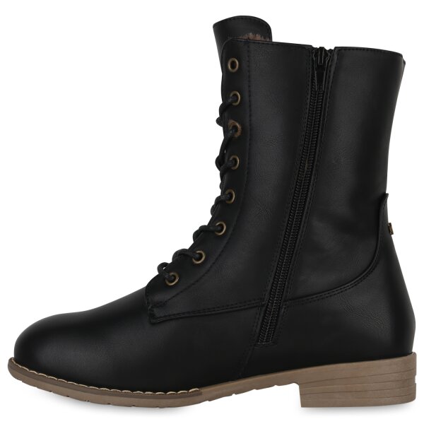 Stiefelparadies Damen Schnürstiefeletten in Schwarz Cyber Monday