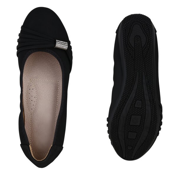 Stiefelparadies Damen Sportliche Ballerinas in Schwarz Top Angebot