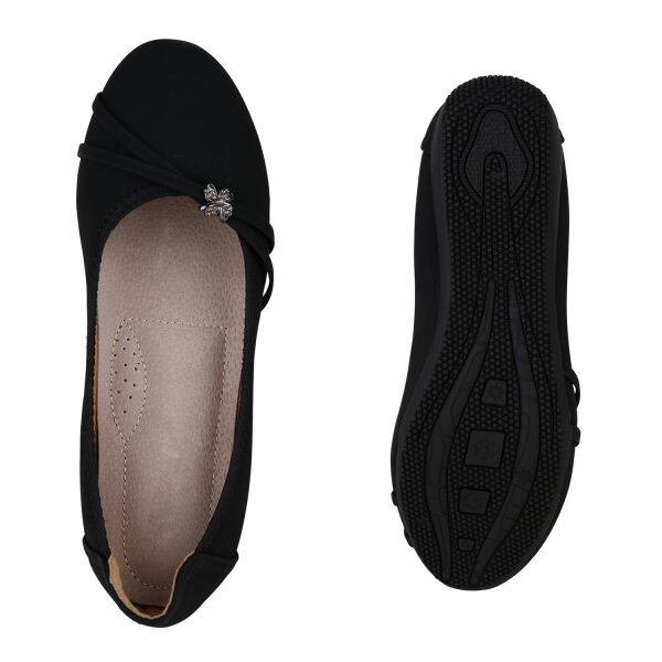 Stiefelparadies Damen Sportliche Ballerinas in Schwarz Neueste Mode