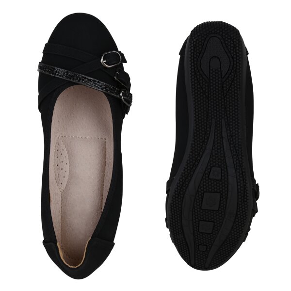 Stiefelparadies Damen Sportliche Ballerinas in Schwarz Online Outlet