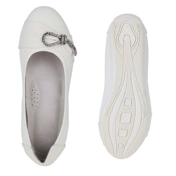 Stiefelparadies Damen Sportliche Ballerinas in Weiss Zeitlich begrenztes Angebot