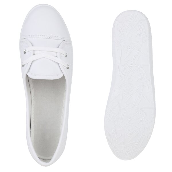 Stiefelparadies Damen Sportliche Ballerinas in Weiss Neuheiten