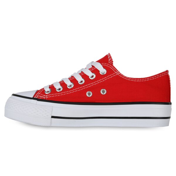 Stiefelparadies Damen Sneaker Low in Rot Bestseller