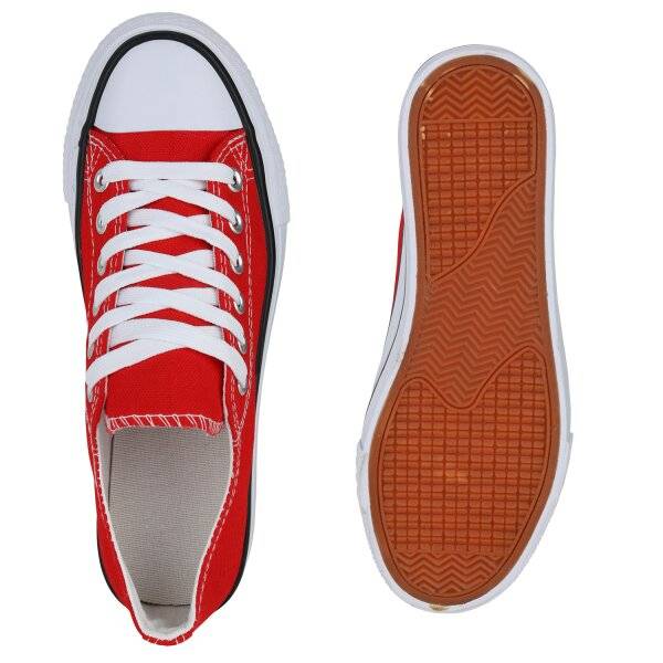 Stiefelparadies Damen Sneaker Low in Rot Bestseller