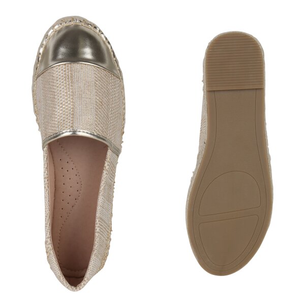 Stiefelparadies Damen Espadrilles in Gold Tiefpreis
