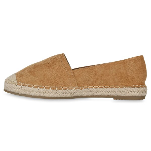 Stiefelparadies Damen Espadrilles in Hellbraun Super Sparpreis