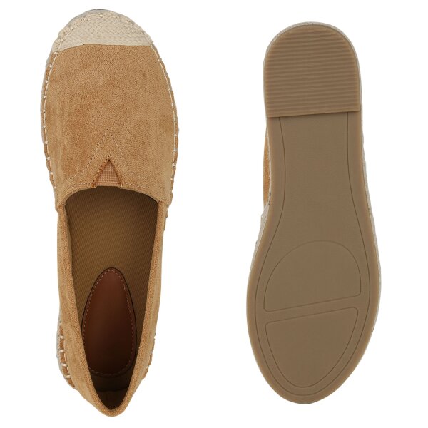 Stiefelparadies Damen Espadrilles in Hellbraun Super Sparpreis