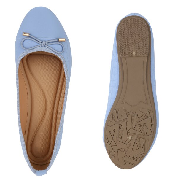 Stiefelparadies Damen Klassische Ballerinas in Hellblau Kroko Sonderangebot der Fabrik