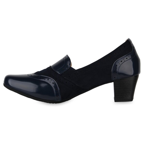 Stiefelparadies Damen Klassische Pumps in Dunkelblau Lack Vierteljährliche Förderung