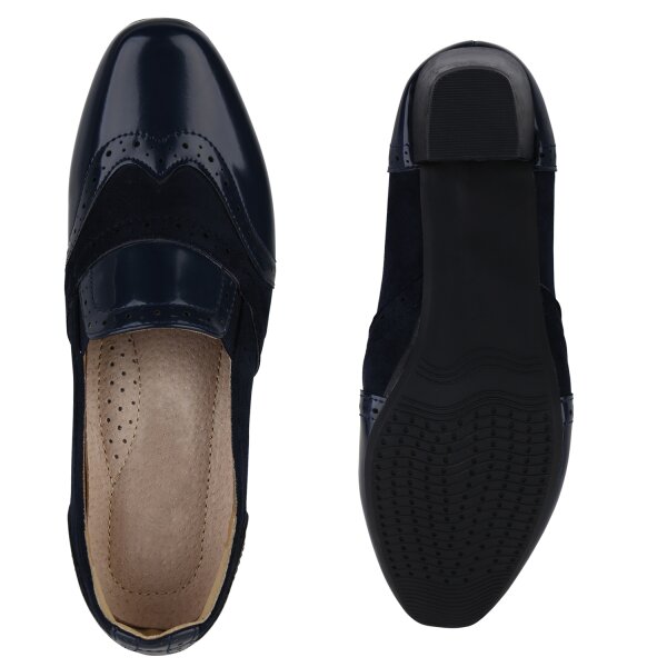 Stiefelparadies Damen Klassische Pumps in Dunkelblau Lack Vierteljährliche Förderung