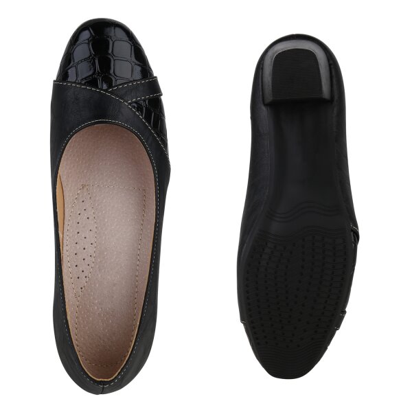 Stiefelparadies Damen Klassische Pumps in Schwarz Kroko Lack Bis zu 55% Rabatt