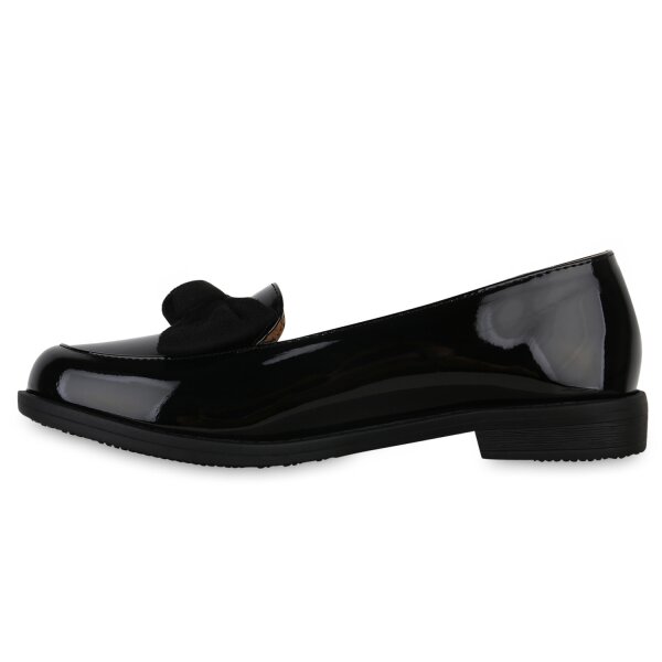 Stiefelparadies Damen Klassische Slippers in Schwarz Lack Riesige Rabatte