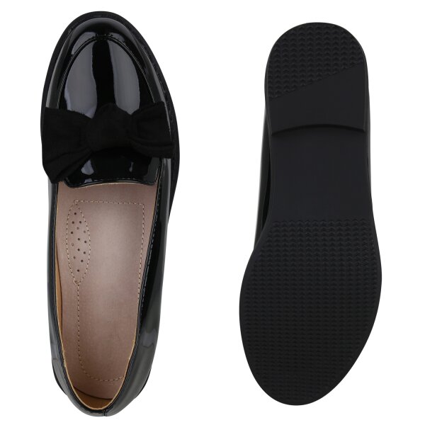Stiefelparadies Damen Klassische Slippers in Schwarz Lack Riesige Rabatte
