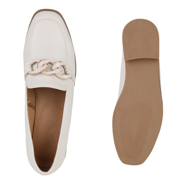 Stiefelparadies Damen Loafers in Creme Begrenzt auf 3 Tage
