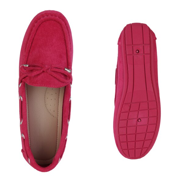 Stiefelparadies Damen Mokassins in Fuchsia Speichern exportieren