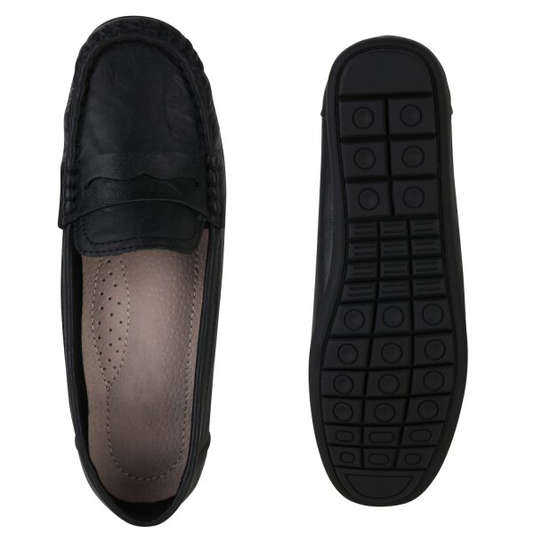 Stiefelparadies Damen Mokassins in Schwarz Black Friday Preise