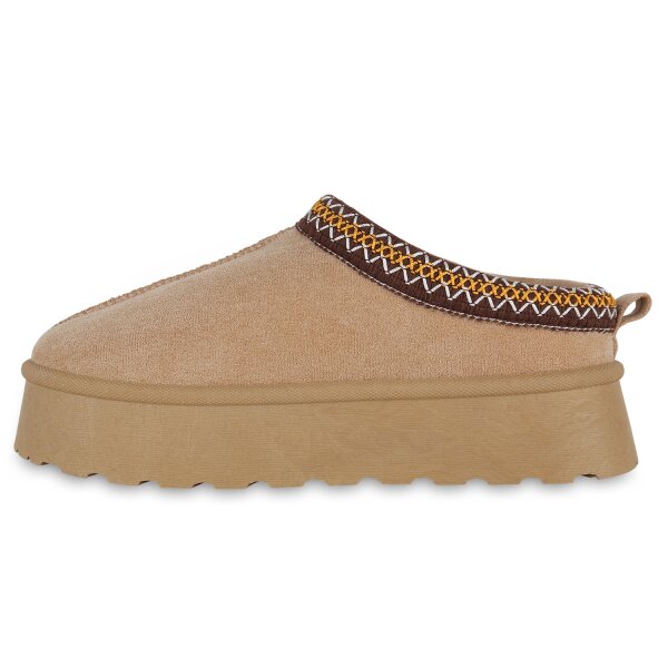 Stiefelparadies Damen Pantoffeln in Beige zollfrei