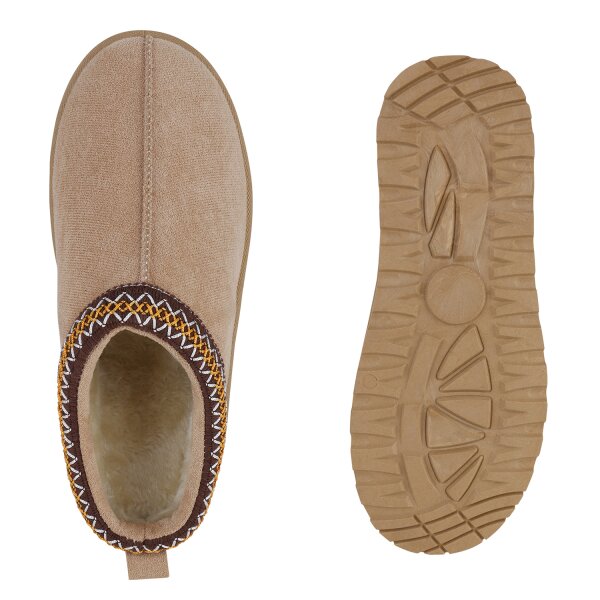 Stiefelparadies Damen Pantoffeln in Beige zollfrei