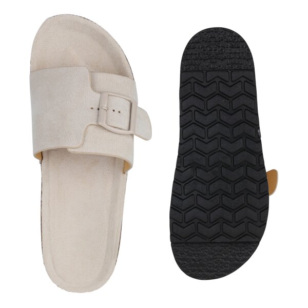 Stiefelparadies Damen Pantoletten in Beige im Angebot