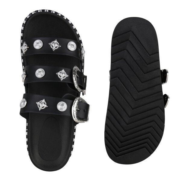 Stiefelparadies Damen Pantoletten in Schwarz Sonderangebot