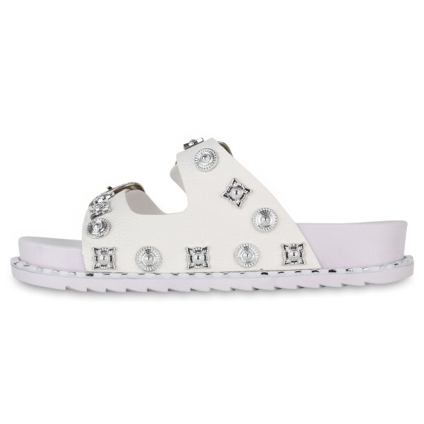 Stiefelparadies Damen Pantoletten in Weiss Online Shopping