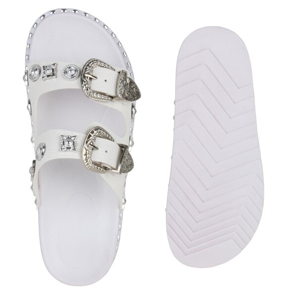 Stiefelparadies Damen Pantoletten in Weiss Online Shopping