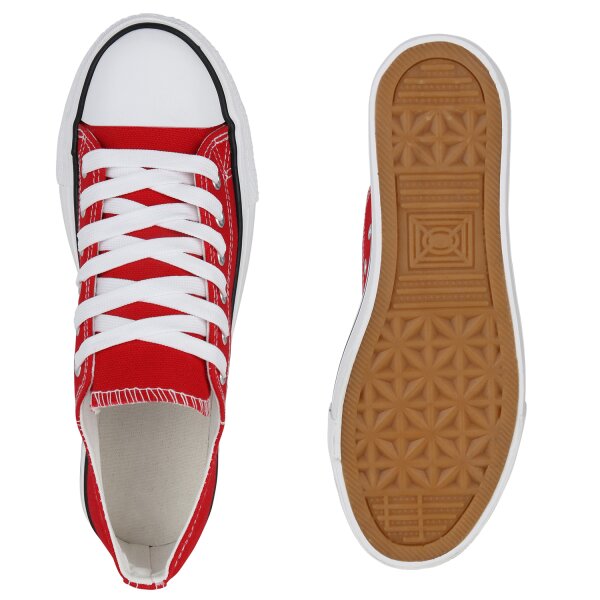 Stiefelparadies Damen Plateau Sneaker in Rot Online Outlet