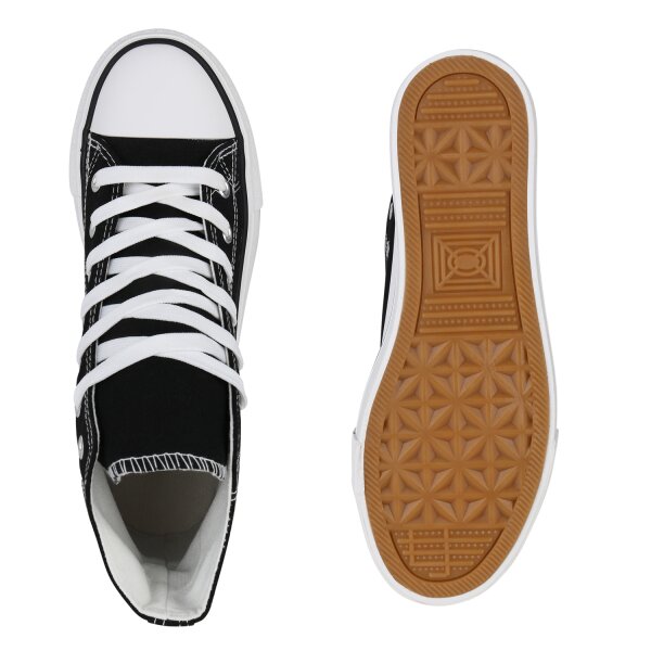 Stiefelparadies Damen Plateau Sneaker in Schwarz Zeitlich begrenztes Angebot