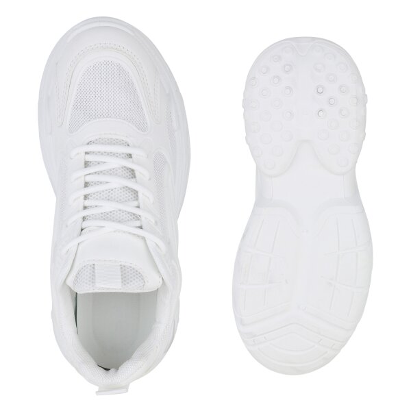 Stiefelparadies Damen Plateau Sneaker in Weiss Saisonale Angebote