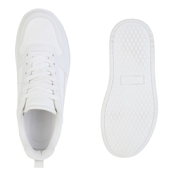 Stiefelparadies Damen Plateau Sneaker in Weiss Räumungsverkauf