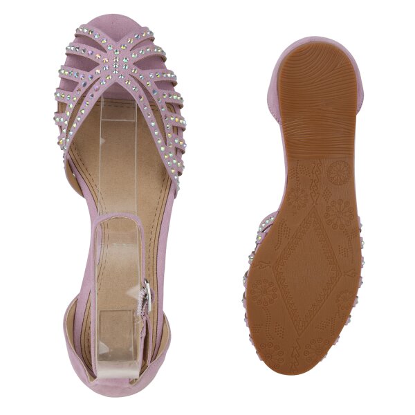 Stiefelparadies Damen Riemchensandalen in Helllila VIP-Rabatte
