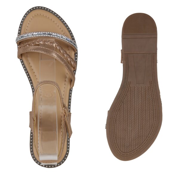 Stiefelparadies Damen Riemchensandalen in Rose Gold Wochenangebot