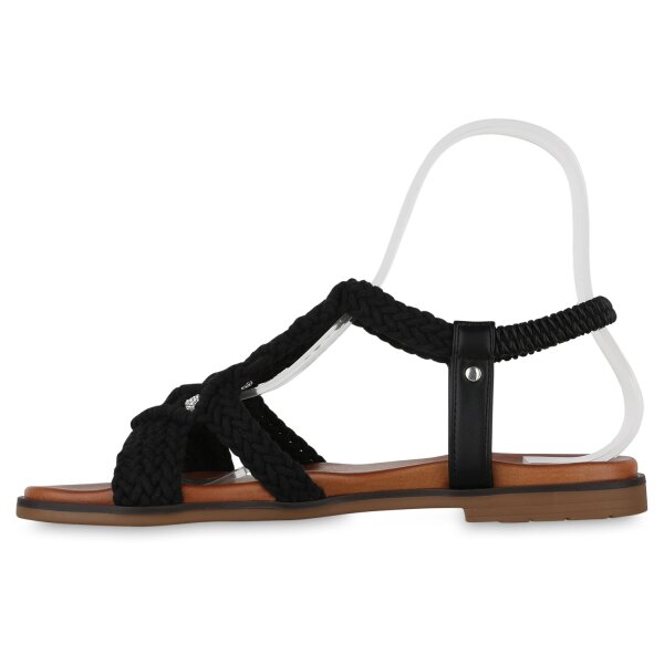 Stiefelparadies Damen Riemchensandalen in Schwarz Begrenzte Freigabe