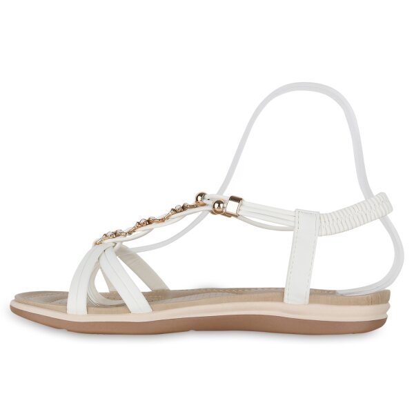 Stiefelparadies Damen Riemchensandalen in Weiss Letzter Tag